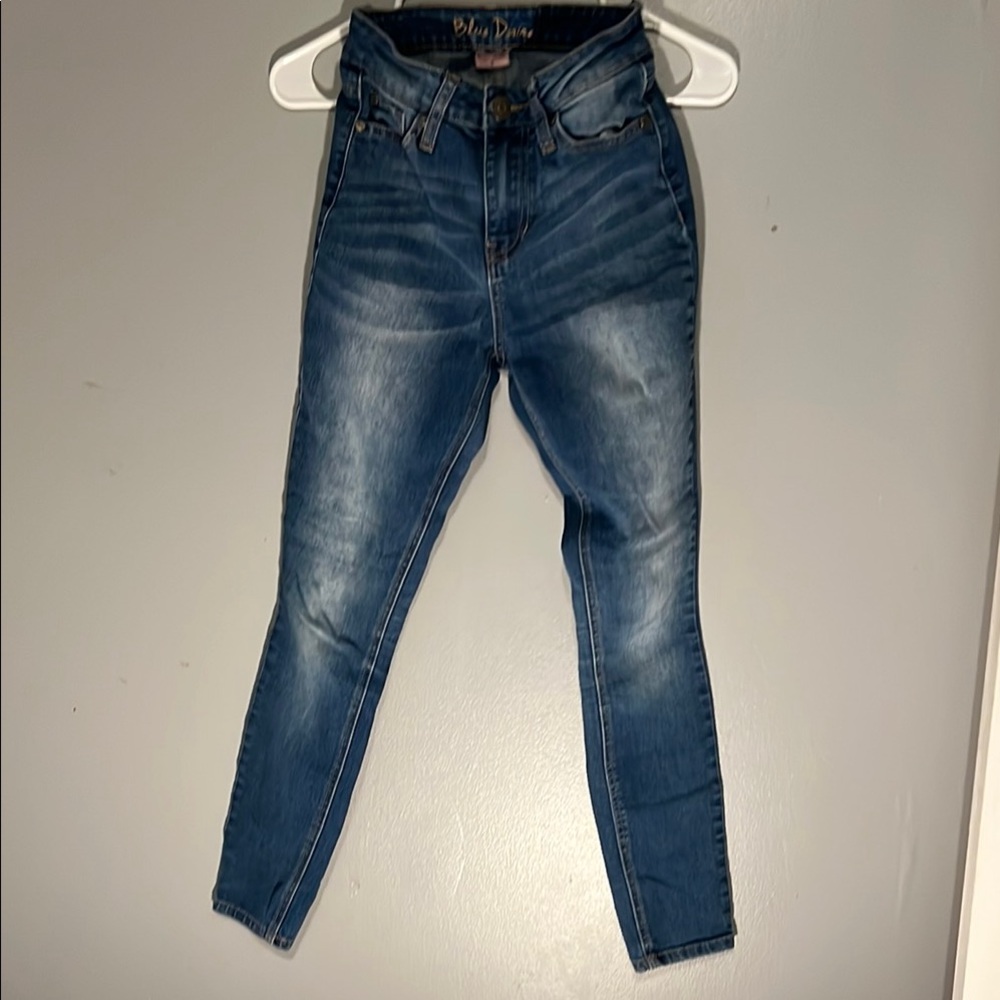 Blue Skinny Jeans High Rise with Distressed Details